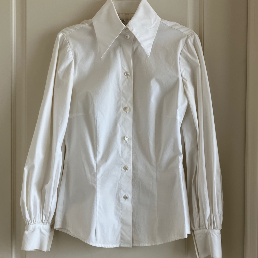 Trina Turk Crisp White Button Down Blouse
